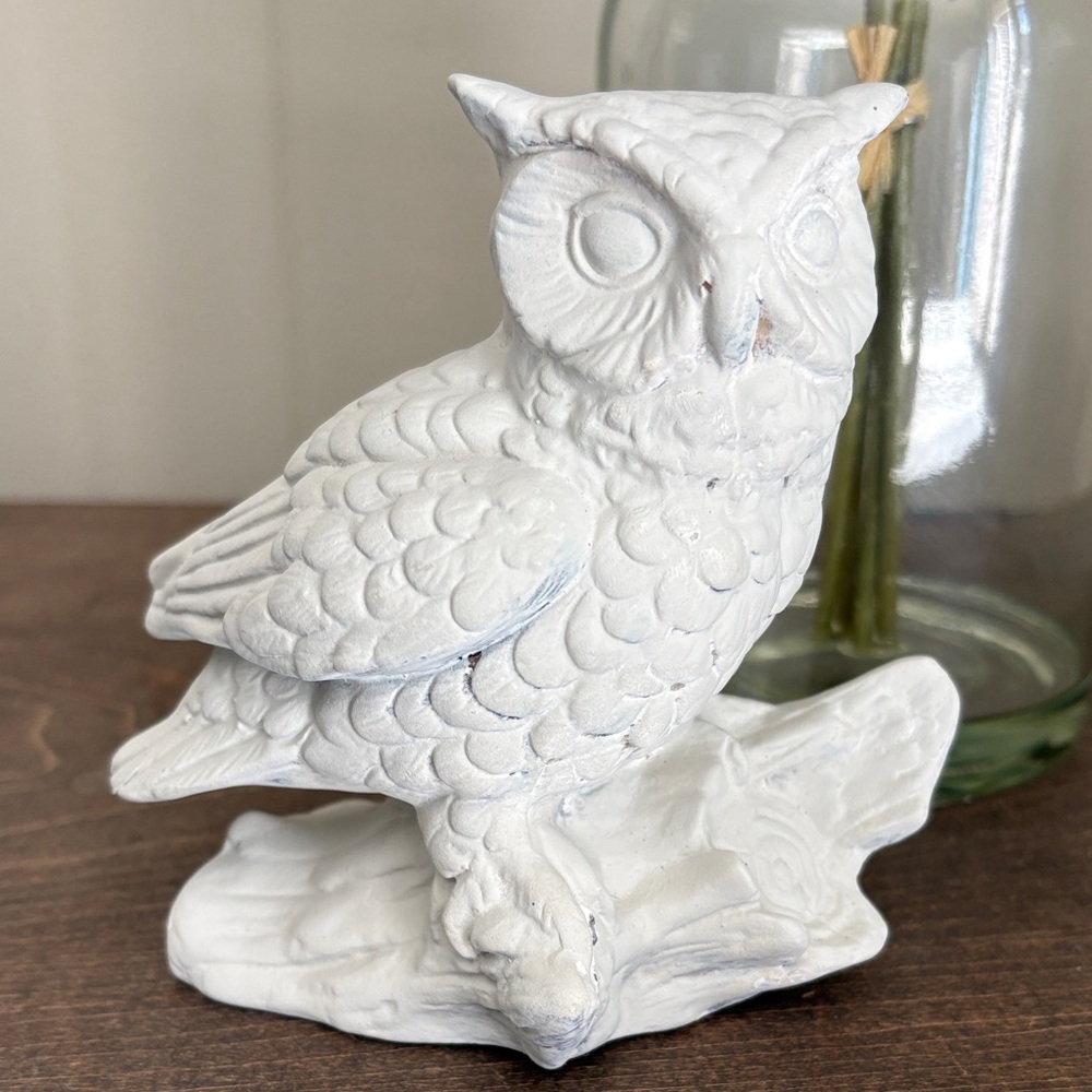 Vintage White Owl Sculpture Norleans Japan 1960s Ceramic